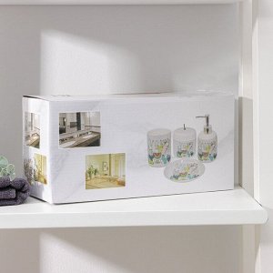 Набор аксессуаров для ванной комнаты «Фауна», 4 предмета (мыльница, дозатор для мыла 400 мл, 2 стакана), цвет МИКС