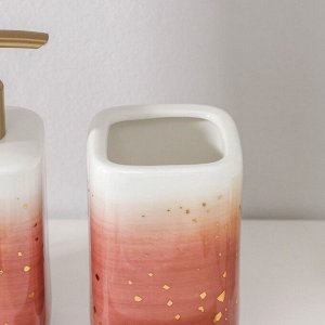 Набор аксессуаров для ванной комнаты Доляна «Нептун», 3 предмета (дозатор 300 мл, мыльница, стакан), цвет розовый
