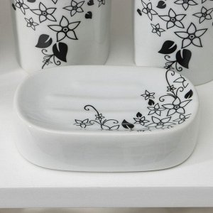 Набор для ванной, 4 предмета (мыльница, дозатор для мыла, 2 стакана), цвет белый