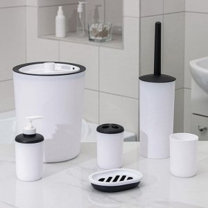 Набор для ванной «Лайт», 6 предметов (мыльница, дозатор, 2 стакана, ёрш, ведро), цвет белый
