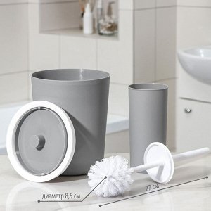 Набор для ванной «Лайт», 6 предметов (мыльница, дозатор, 2 стакана, ёрш, ведро), цвет серый