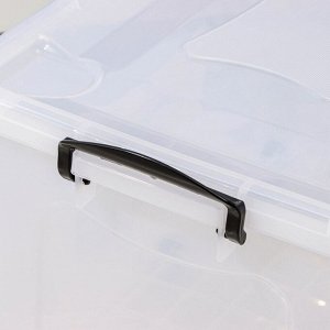 Контейнер для хранения с крышкой, 50 л, 61x39x32 см, на колёсиках, прозрачный