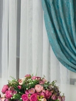 Комплект штор бирюзового оттенка: 2 шторы по 150 см