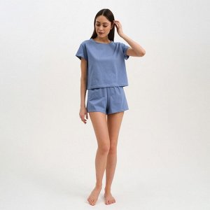 Пижама женская (футболка и шорты) KAFTAN "Basic" размер, цвет синий