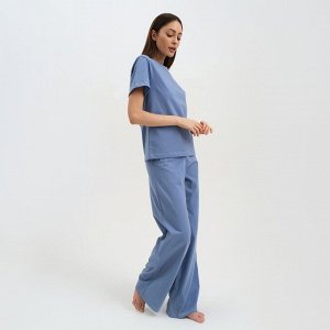 Пижама женская (футболка и брюки) KAFTAN "Basic" размер, цвет синий