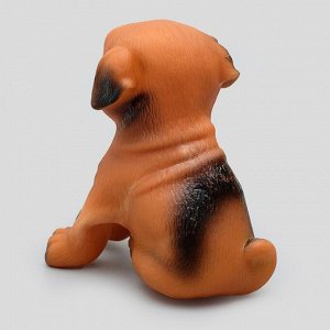 Игрушка пищащая "Маленький друг" для собак, бульдог, 9 см, тёмно-коричневая