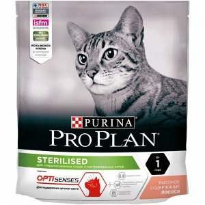 Сухой корм PRO PLAN для стерилизованных кошек, поддержание органов чувств, лосось, 400 г