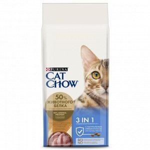 Сухой корм CAT CHOW FELINE 3в1 для кошек, птица/индейка, 15 кг