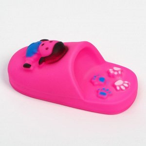 Игрушка пищащая "Тапок" для собак, 10 см, розовая
