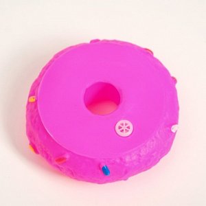 Игрушка пищащая "Пончик" для собак, 8,5 см, розовая