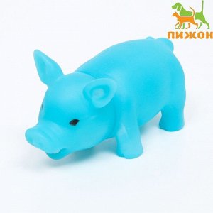 Игрушка пищащая "Маленький поросенок" для собак, 9 см, голубая