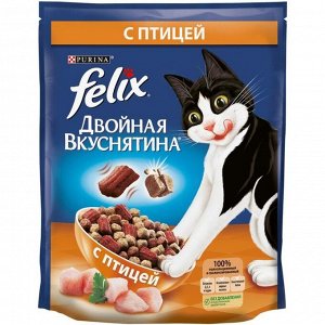 Сухой корм FELIX "Двойная вкуснятина" для кошек, птица, 750 г