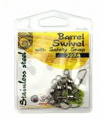 Вертлюг с карабином JpFishing BS Safety Snap #2х4 (5 шт, тест 21,2кг, stainess steel)