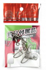 Вертлюг с карабином JpFishing RS Cost Lock Snap №1х3 (5 шт, тест 20кг)