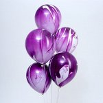 Шары воздушные латексные 12&quot; «Агат фиолетовый», набор 5 шт.