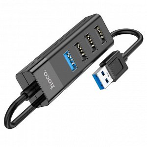 USB HUB Переходник HOCO HB25 Easy mix, разветвитель (USB-A to 1USB3.0 + 3USB2.0 - До 5 Гбит/с)