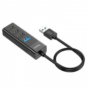 USB HUB Переходник HOCO HB25 Easy mix, разветвитель (USB-A to 1USB3.0 + 3USB2.0 - До 5 Гбит/с)