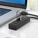 USB HUB Переходник HOCO HB25 Easy mix, разветвитель (USB-A to 1USB3.0 + 3USB2.0 - До 5 Гбит/с)