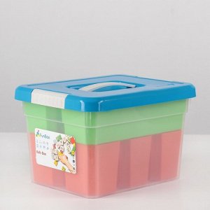 Контейнер для хранения с крышкой Kid&#039;s Box, 6 л, 25x20x16 см, 6 вставок, лоток, цвет МИКС