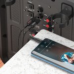 Переходник Аудио-кабель BOROFONE BL11 double RCA, AUX, Jack 3,5 to 2 RCA, 1.5 м, черный, AUX - колокольчики