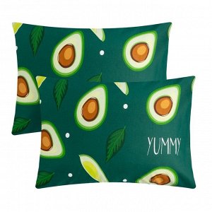 Комплект наволочек «Этель» Avocado, 50x70 см, 2 шт., зелёный, поплин, хлопок 100%