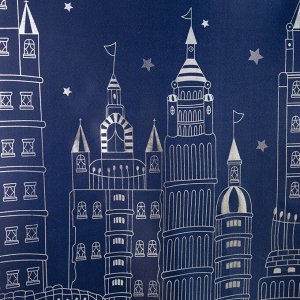 Портьера Этель «Ночной город» без держателя, цвет синий, 110х260 см, блэкаут, 100% полиэстер