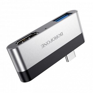 Адаптер переходник OTG BOROFONE DH2 Type-C to USB3.0 + HDMI  (1 USB 3.0 + 1 HDMI)