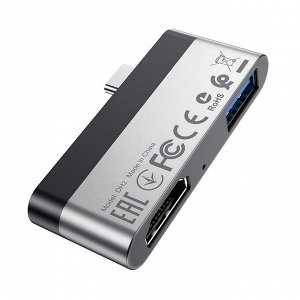 Адаптер переходник OTG BOROFONE DH2 Type-C to USB3.0 + HDMI  (1 USB 3.0 + 1 HDMI)