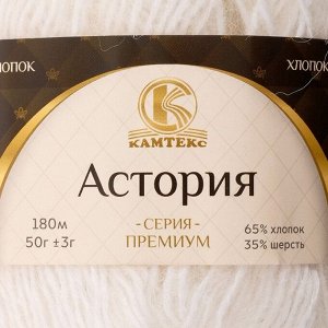 Пряжа "Астория" 65% хлопок, 35% шерсть 180м/50гр (205 белый)