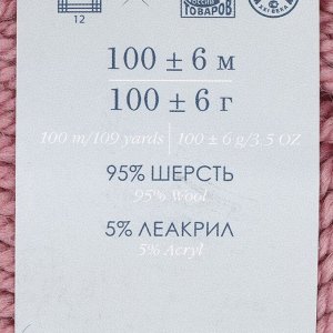 Пряжа "Зимний вариант" 95% имп.шерсть, 5% акрил объёмный 100м/100гр (85-Розовая дымка)