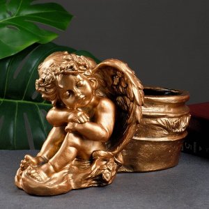 Фигурное кашпо "Спящий ангел", бронза 0,65 л/ 32см