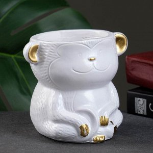 Фигурное кашпо для цветов «Зайцы в лукошке», 400 мл, 13.5x12.5x8 см, гипс, белое