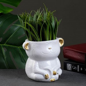 Фигурное кашпо для цветов «Зайцы в лукошке», 400 мл, 13.5x12.5x8 см, гипс, белое