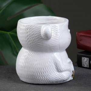 Фигурное кашпо для цветов «Зайцы в лукошке», 400 мл, 13.5x12.5x8 см, гипс, белое