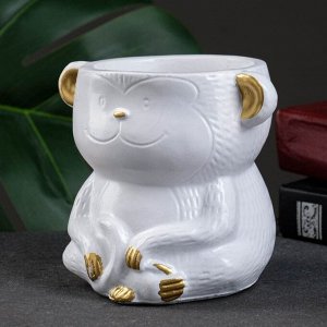 Фигурное кашпо для цветов «Зайцы в лукошке», 400 мл, 13.5x12.5x8 см, гипс, белое