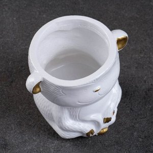 Фигурное кашпо для цветов «Зайцы в лукошке», 400 мл, 13.5x12.5x8 см, гипс, белое