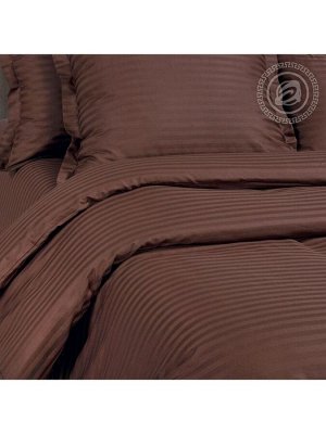 Комплект постельного белья СТРАЙП САТИН PREMIUM цвет Шоколад 2 спальный