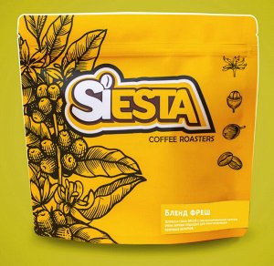 SIESTA®️ Кофе Эспрессо Смесь -  Фреш (80% арабика + 20% Робуста) Blend Fresh, 1кг