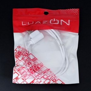 Кабель LuazON, microUSB - USB, 1 А, 1 м, угловой, оплётка нейлон, белый