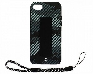 Чехол iPhone 7/8/SE 2020 Камуфляж с держателем (черный)