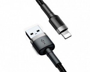 Кабель Baseus cafule Cable Lightning-USB 2.4A серый-черный (CALKLF-BG1)