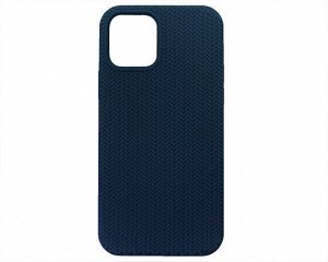 Чехол iPhone 12/12 Pro SC Full Плетеный (темно-синий)