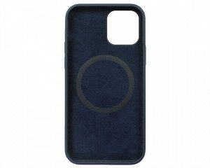 Чехол iPhone 12/12 Pro Liquid Silicone MagSafe FULL (темно-синий)
