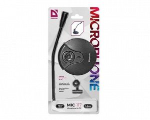 Микрофон компьютерный Defender MIC-117 черный, 1.8м, 64117 recommended