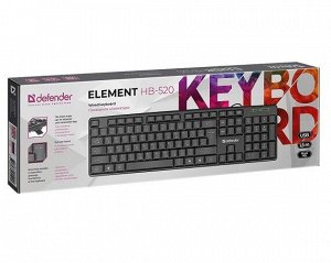 Клавиатура USB Defender Element HB-520 (RU) черная, полноразмерная, 45522