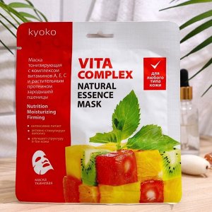 Маска для лица тканевая Kyoko тонизирующая, комплекс витаминов A, E, C