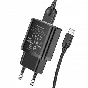 Сетевое зарядное устройство с кабелем Micro USB или iOS Lightning Borofone BA52A Gamble