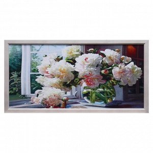 Гобеленовая картина "Георгины на окне" 63*123 см рамка В АССОРТИМЕНТЕ