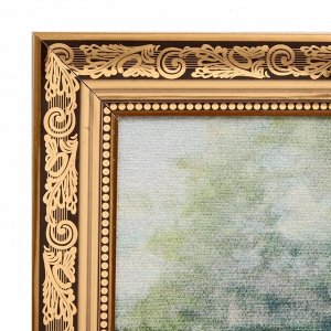 Гобеленовая картина "Георгины на окне" 63*123 см рамка МИКС