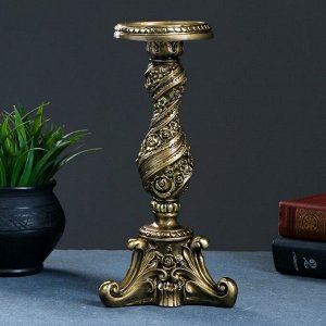 Подсвечник на 1 свечу с цветами, золото 13?13?28 см, для свечи d=2 см